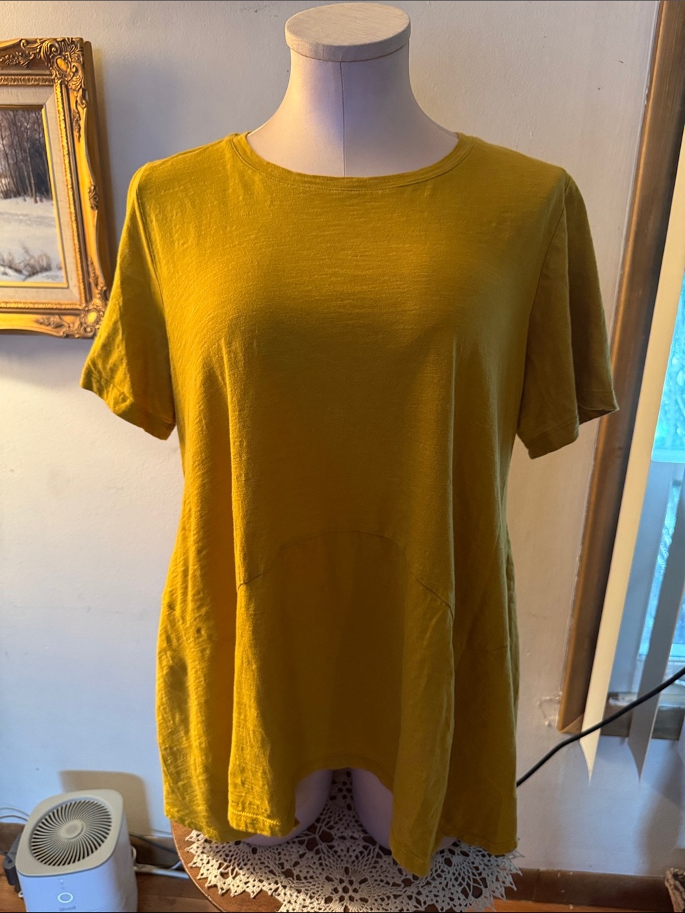 🐷 Logo by Lori Goldstein Mustard Gold Short Sleeve Cotton Top